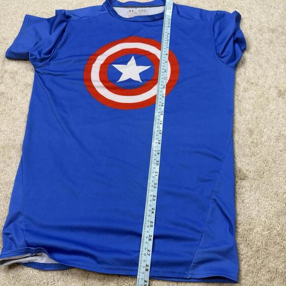 Under Armour HeatGear Captain America Compression Shirt XL Blue Marvel Superhero - Picture 7 of 8